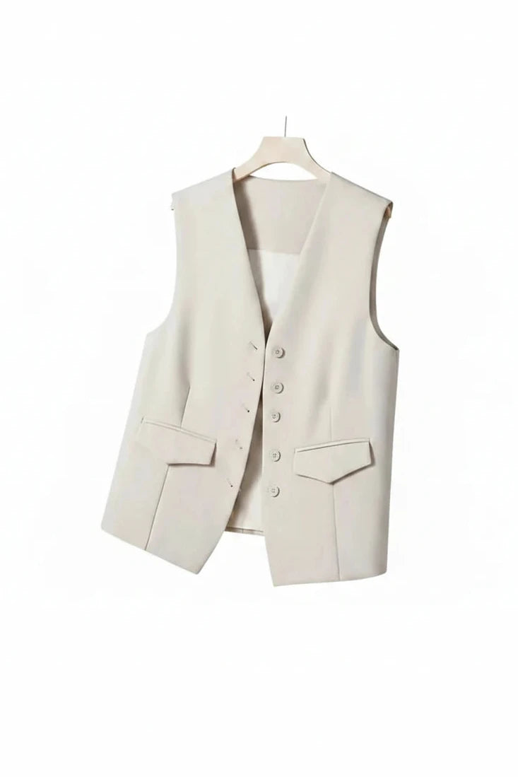 🍒Suit vest for women v-neck  business vest jacket sleeveless waistcoat with pocket front for office commute style buttons sleeveless outerwears  Cute Covers