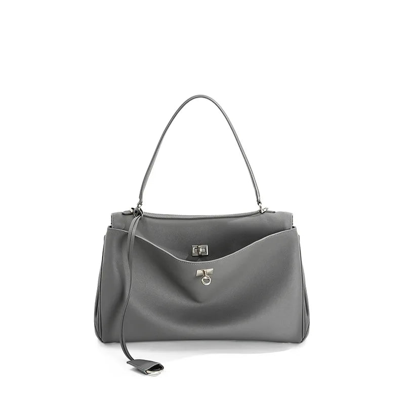 🍒Large capacity leather bag with lock for women's tote with advanced locking fashion high sensibility underarm bag that fits laptop smart casual accessory  Lock On To High Quality