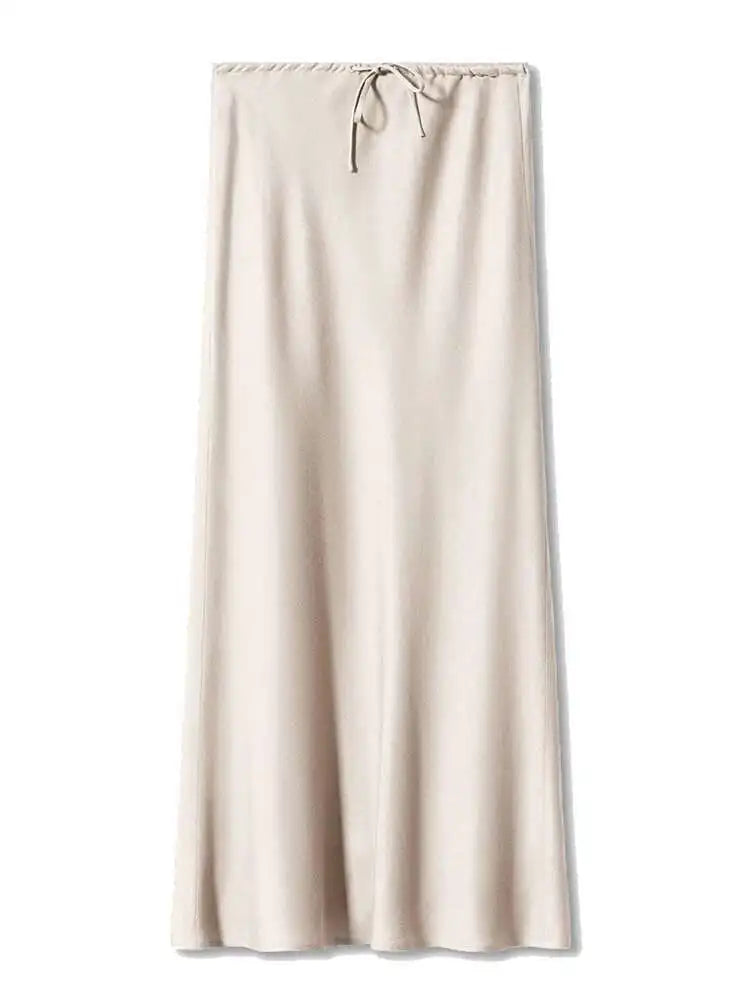 🍒Long satin skirts maxi for women straight elegant silky skirts long elasticated waist Put This Jewel In The Crown Of Your Wardrobe