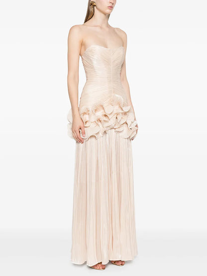 🍒Geleentheid-aandrok elegante rokke promdrag vir tieners vroue se skouerlose maxi-rok a-lyn luukse 3D blomkorset sjiek mode Kies Hierdie Wit Roos