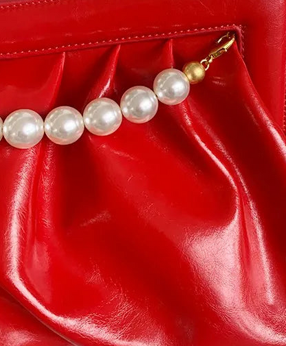 🍒Vroue se geplooide koppelaar handsak met groot kettingontwerp pêrel handsak banket koevert aandhandsak groot kapasiteit koppelaar vir geleenthede slim gemaklike bykomstighede SKITTER met 'n PATENT en HOU jou koel