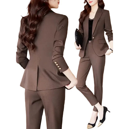 🍒Vroue se professionele modepak-passtel elegante toevallige elegante blazers vir vroue tweedelige baadjie- en broekstel vroulike modeklere Probeer hierdie sjokoladeselections
