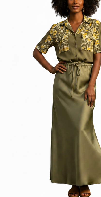 🍒 Long satin skirts maxi for women straight elegant silky skirts long elasticated waist Put This Jewel In The Crown Of Your Wardrobe