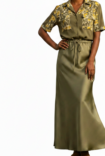 🍒 Long satin skirts maxi for women straight elegant silky skirts long elasticated waist Put This Jewel In The Crown Of Your Wardrobe