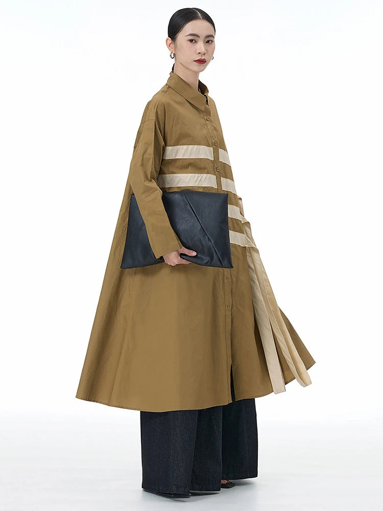🍒black striped shirt dress women ribbon colour-block big size coat dress a-line with long sleeve and turn down collar fashion smart casual outwear Get A ZEBRA aCROSS a shirt dress cool thING