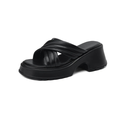 🍒Womens casual sandals thick sole beach shoes summer mules  fashion platform slippers Large Size shoes 33-43