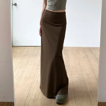 🍒Long a-line bodycon skirt club wear for women high waist skirt outfit smart casual women Y2k  night party wears summer clothes wear female fashion wears       Treat Yourself To The Max With Chocolate
