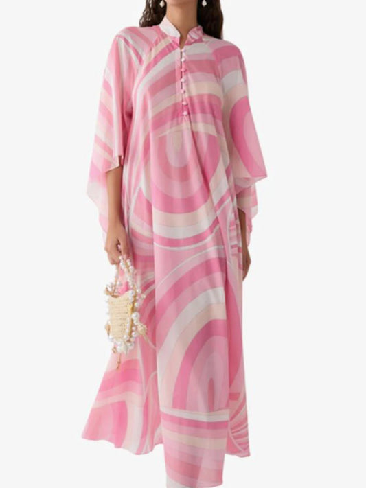 🍒Print loose maxi dress maxi wedding guest o-neck maxi smart casual wear women long sleeve boho beach dress for part occasion wear outfit Get Dressed In A Wisper