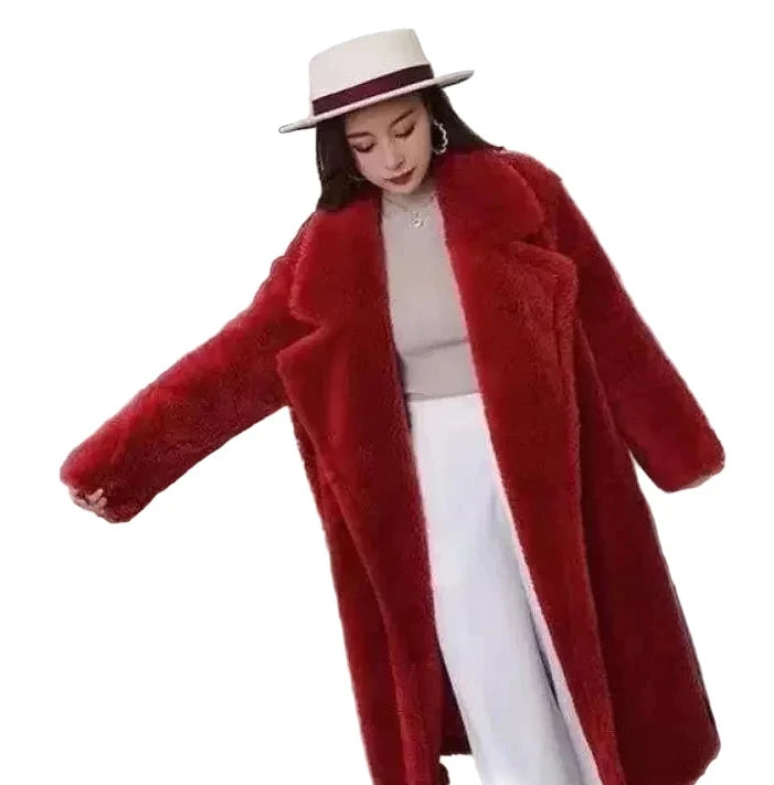 🍒Women winter faux fur coat winter long women female thick teddy bear outerwear Casual loose oversize outdoor wear Bear Winter With A Teddy