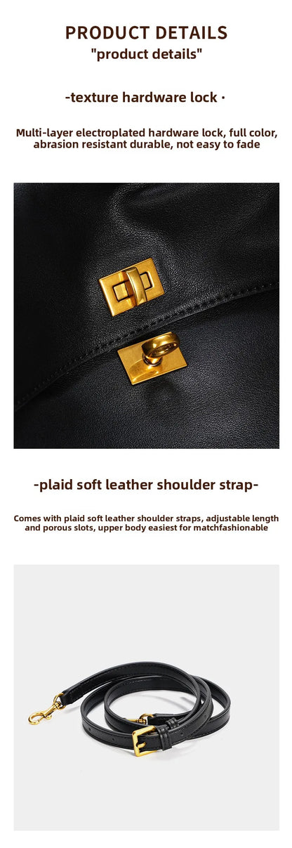 🍒Large capacity leather bag with lock for women's tote with advanced locking fashion high sensibility underarm bag that fits laptop smart casual accessory  Lock On To High Quality