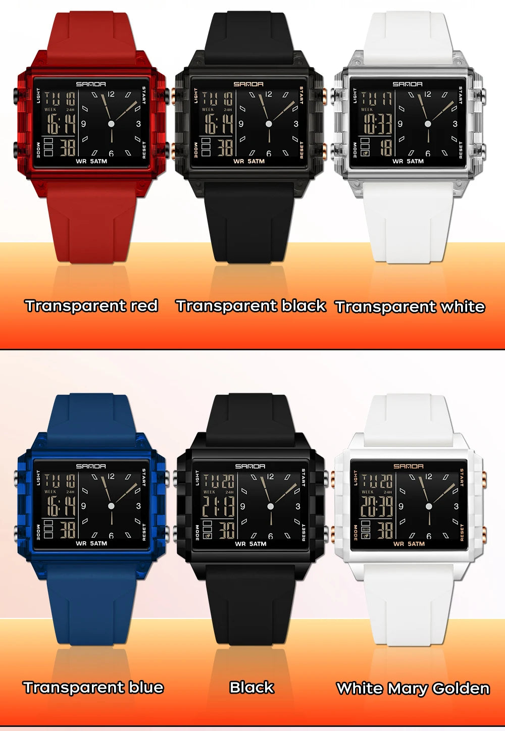 🍒Fashion electronic watches unisex luminous calendar time piece waterproof clock outdoor sports Casual Ladies Digital Wristwatch  Face The Day With A Big Face