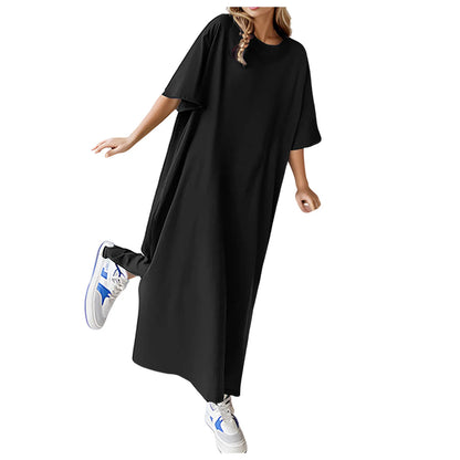 🍒Plusgrootte los rokke t-hemp rok huisdrag kortmou uitrusting lang maxi oorgroot somermode strandsonrok tot 3XL Beste Basiese