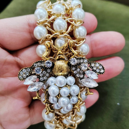 🍒Rekbare pêrelarmband vir vroue, verstelbare kristalby-armband, krale, partytjiejuwele vir geleenthede, geskenk, slim-informele bykomstighede, "Nice To Bee ' Wear"