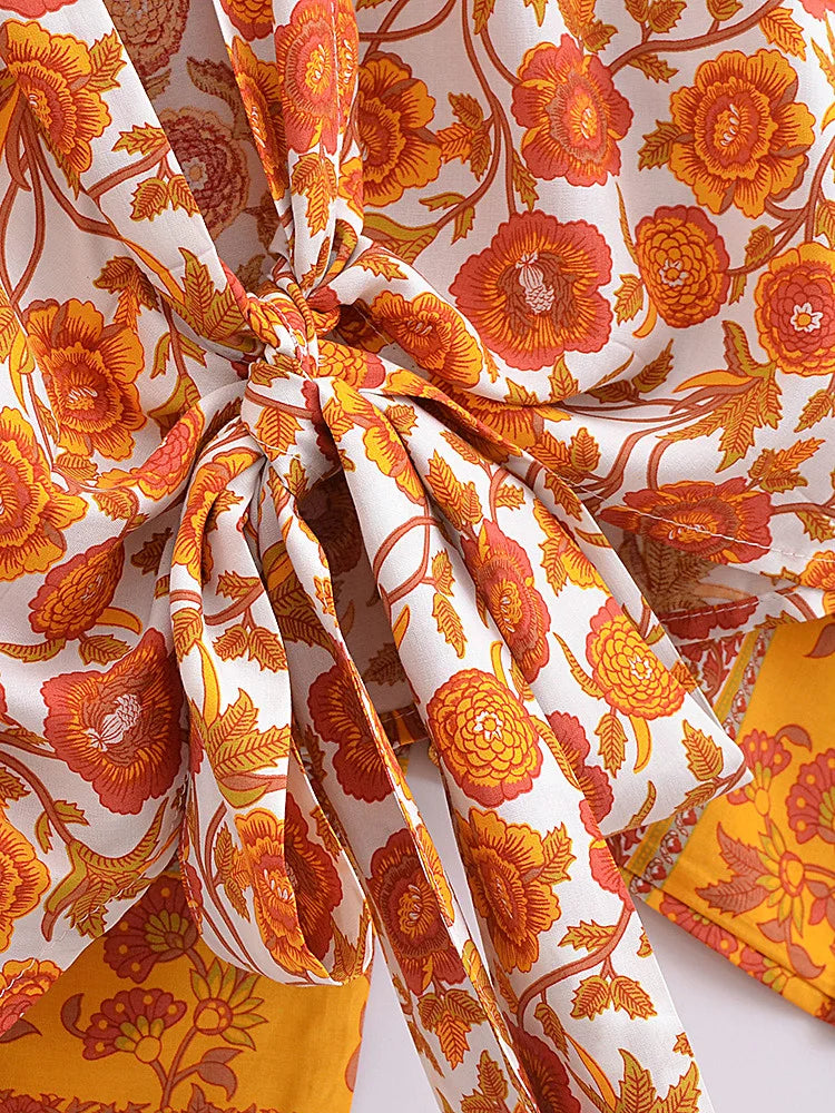 🍒Boho kimono vintage womens fashion short beach swimsuit robe floral clothing batwing sleeve top rayon bohemian bikini cover Ups Beachwear summer clothes Cool Cover