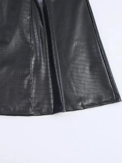 🍒Ekstra lang kunsleer-trenchcoat vintage maxi luukse pu dubbelbors swart ontwerper-buiteklere klere slim gemaklik Krokodilstyl