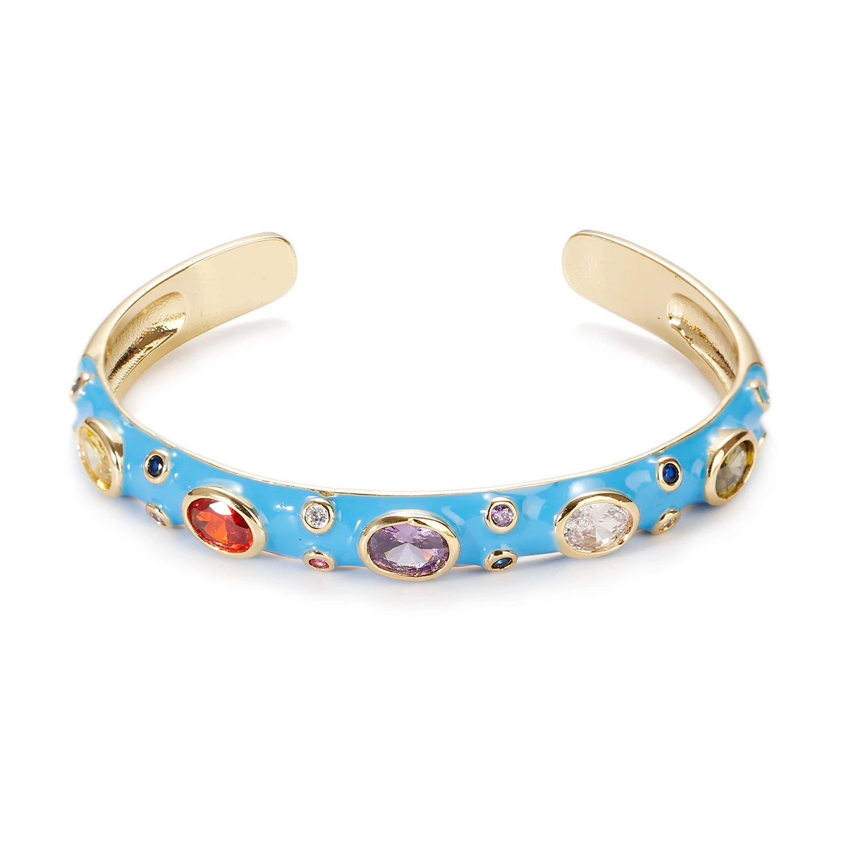 🍒Luukse sirkonsteenarmband, kristalkleur, goudkleurig, vir vroue, somer klassieke pienk oliedruppel juweliersware, skraal manchetarmbande, strass geskenke vir vroue