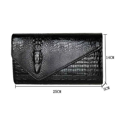 🍒Europe and america trendy clutch bags for women,designer fashion crocodile pattern under arm black envelope hand bag female large capacity bag Metalic gold available occasion clutch Cool Croco Clutch,Clickety Click Quick
