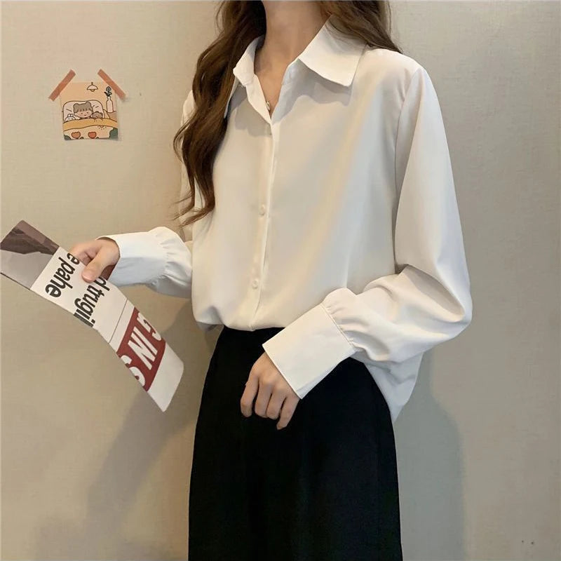 🍒Womens classic shirts smat casual clothing cotton rich shirts office fashion female long sleeve loose blouse solid tops plus size clothes S-4XL Dont Get Shirty About Shirts Get This Shirt