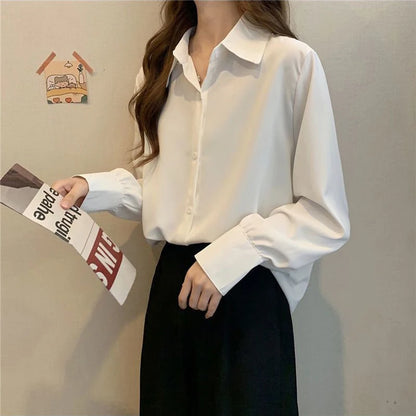 🍒Womens classic shirts smat casual clothing cotton rich shirts office fashion female long sleeve loose blouse solid tops plus size clothes S-4XL Dont Get Shirty About Shirts Get This Shirt