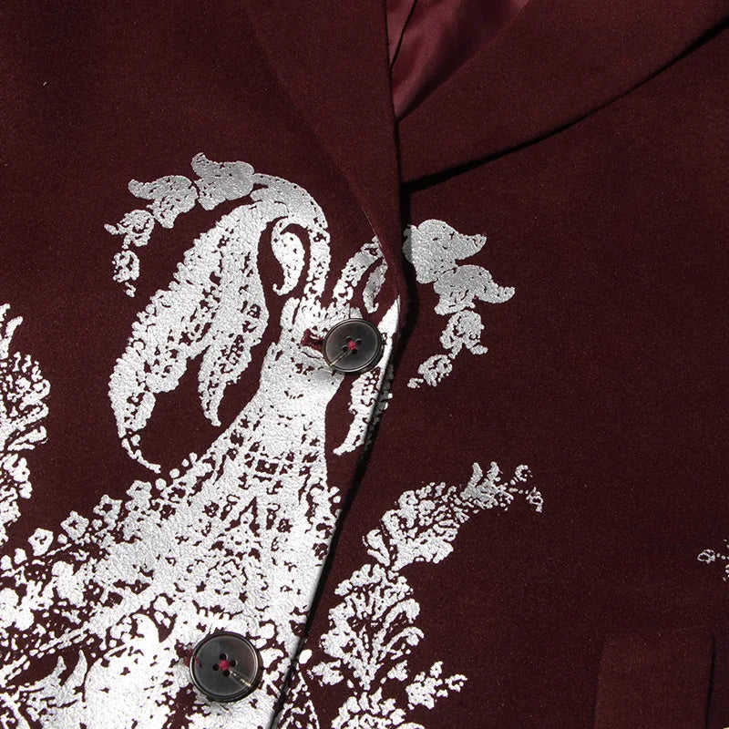 🍒Designer blazer for women brocade printed jacket winter spring notched collar coat long sleeve casual office fashion occasion wear party wear clothes Stamp Your Fashion