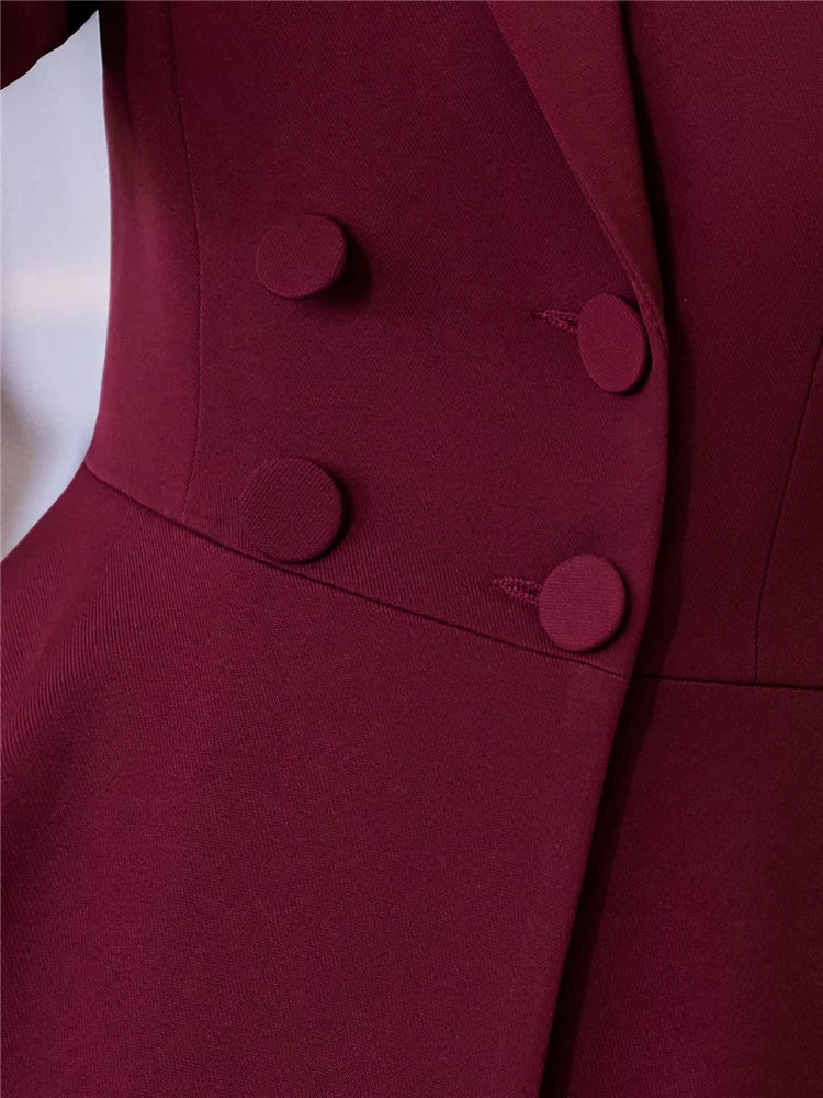 🍒Rooi 2-stuk damespak mode rompstel sakeklere kantoordrag ligte blazers vir vroue halfmou top en miniromp Berry Beautiful