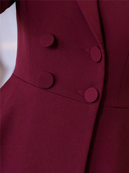 🍒Rooi 2-stuk damespak mode rompstel sakeklere kantoordrag ligte blazers vir vroue halfmou top en miniromp Berry Beautiful