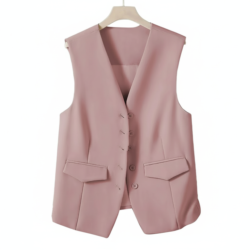 🍒Suit vest for women v-neck  business vest jacket sleeveless waistcoat with pocket front for office commute style buttons sleeveless outerwears  Cute Covers