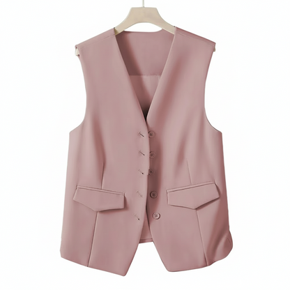 🍒Suit vest for women v-neck  business vest jacket sleeveless waistcoat with pocket front for office commute style buttons sleeveless outerwears  Cute Covers