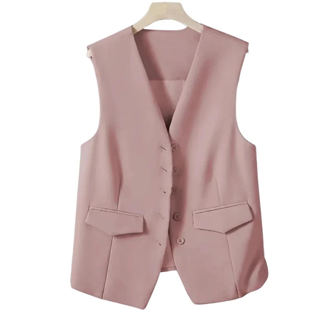 🍒Suit vest for women v-neck  business vest jacket sleeveless waistcoat with pocket front for office commute style buttons sleeveless outerwears  Cute Covers