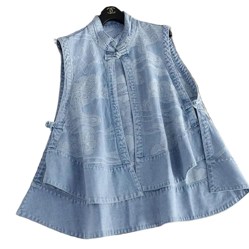 🍒Denim Vests womens spring sleeveless jacket for autumn fashion denim waistcoat outer wear all-match cool daily chic loose casual vintage style clothes versatile Y2k clothing  Dash-on Denim Daily