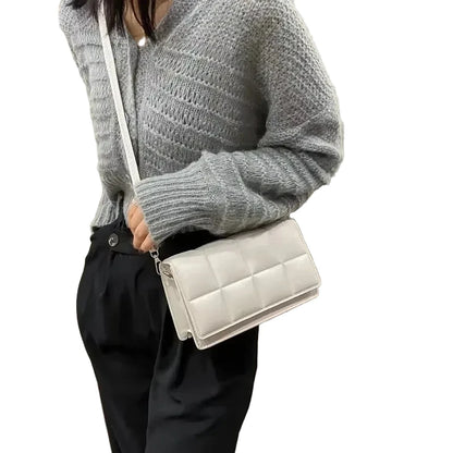 🍒Solid colour shoulder bag crossbody handbags female cushioned designer pu leather bags for smart casual accessory for women Chocolate Bag