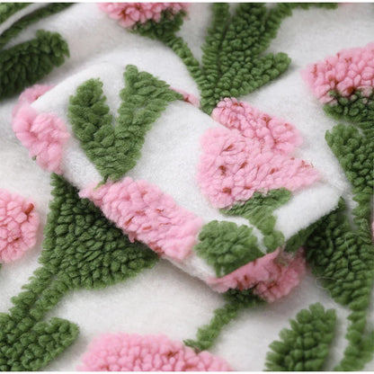 🍒Flower fleece jacket woman loose lapel long sleeve coat single breasted casual coat unique 3D floral outerwear clothing  Floral Fashion Fun Fleece