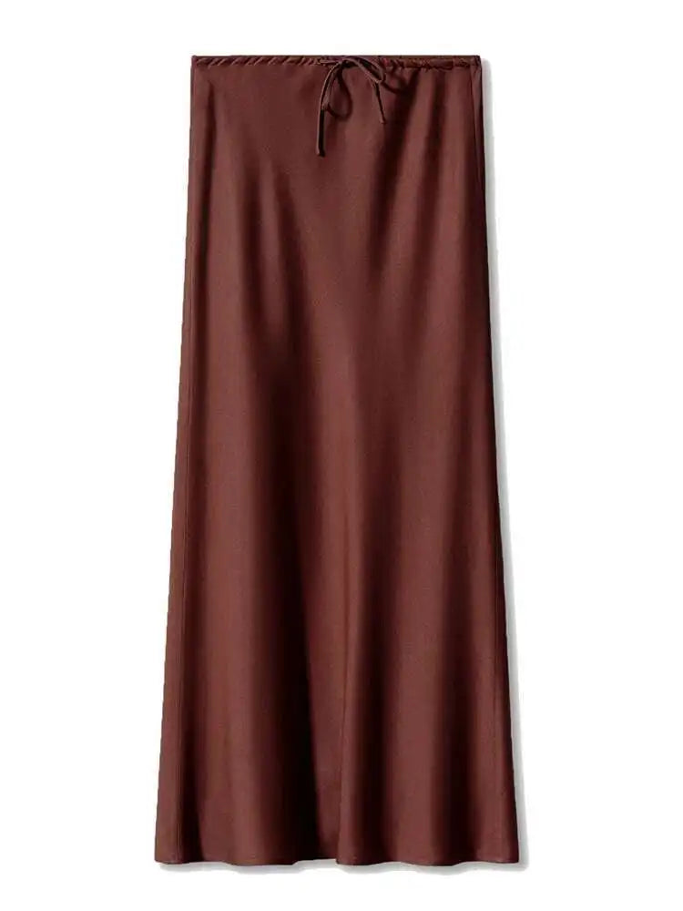 🍒Long satin skirts maxi for women straight elegant silky skirts long elasticated waist Put This Jewel In The Crown Of Your Wardrobe