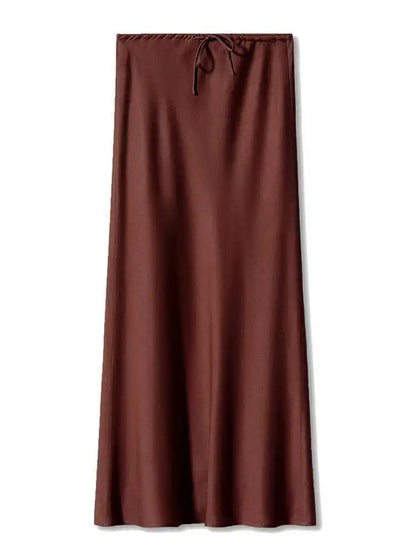 🍒Long satin skirts maxi for women straight elegant silky skirts long elasticated waist Put This Jewel In The Crown Of Your Wardrobe