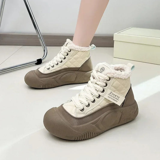 🍒Plush stewels, verdikte sool sneeustewels, gemaklike slytvaste warm diksoolskoene vir dames, nuwerwetse veterskoene, gemaklike stapskoene vir vroue – Koop hierdie Stewel-skoonhede