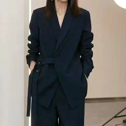 🍒西装套装休闲外套女搭配阔腿裤酷飒宽松西装套装阔腿长裤两件套女时尚穿搭 光滑别致