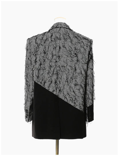 🍒Chic blazer asymmetrical design jacket patchwork contrast colour personality high street smart casual coats women Be A-  STAR in your fashion JACKET