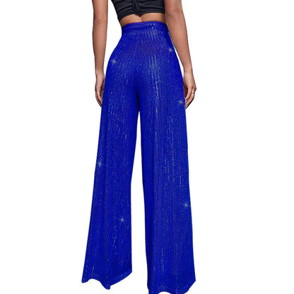 🍒Hoë middellyf sequin-broeke vonkel los gemaklike wyepypbroek klokonderkant-broeke glinster klubdrag partytjiedrag Alles Vonkel In Glans En Glans