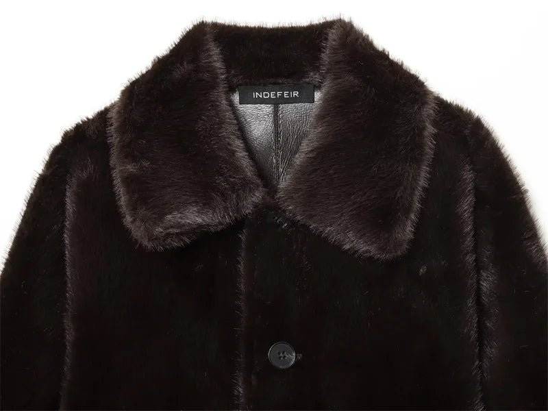 🍒Faux leather Jackets brown women long-sleeve reversible outerwear smart casual women stylish and unique Lavish In Leather or Flip To Fur