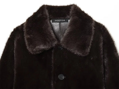 🍒Faux leather Jackets brown women long-sleeve reversible outerwear smart casual women stylish and unique Lavish In Leather or Flip To Fur