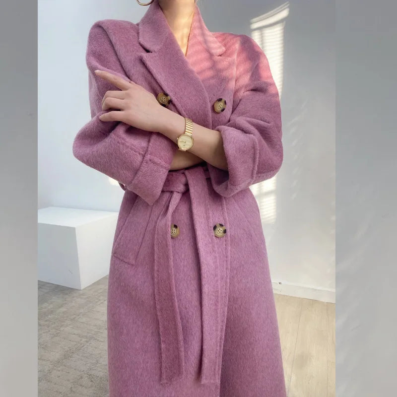 🍒Cashmere and wool coat thick double-sided two in one coat fashion for women beautiful Suit Jackets With Belt No Pulling The Wool Over Your Eyes With This Cashmere