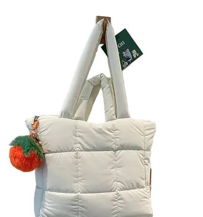 🍒Womens tote handbags quilted puff bag waterproof retro trendy shoulder bag large capacity solid colour soft casual accessory with decoration  don’t get PUFFed out with poor BAGs get this cutie