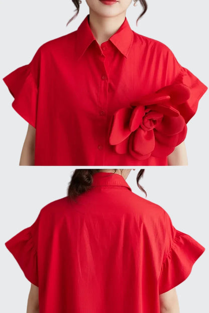 🍒Somer los rok, artistieke hoë-lae ruffelafwerking uitrusting met 3D-blom, katoenmengsel, kantoor slim-gemaklike vroue middellengte A-lyn. Moenie dat dit jou ontstel nie, pluk 'n blom en glip in die somer in.