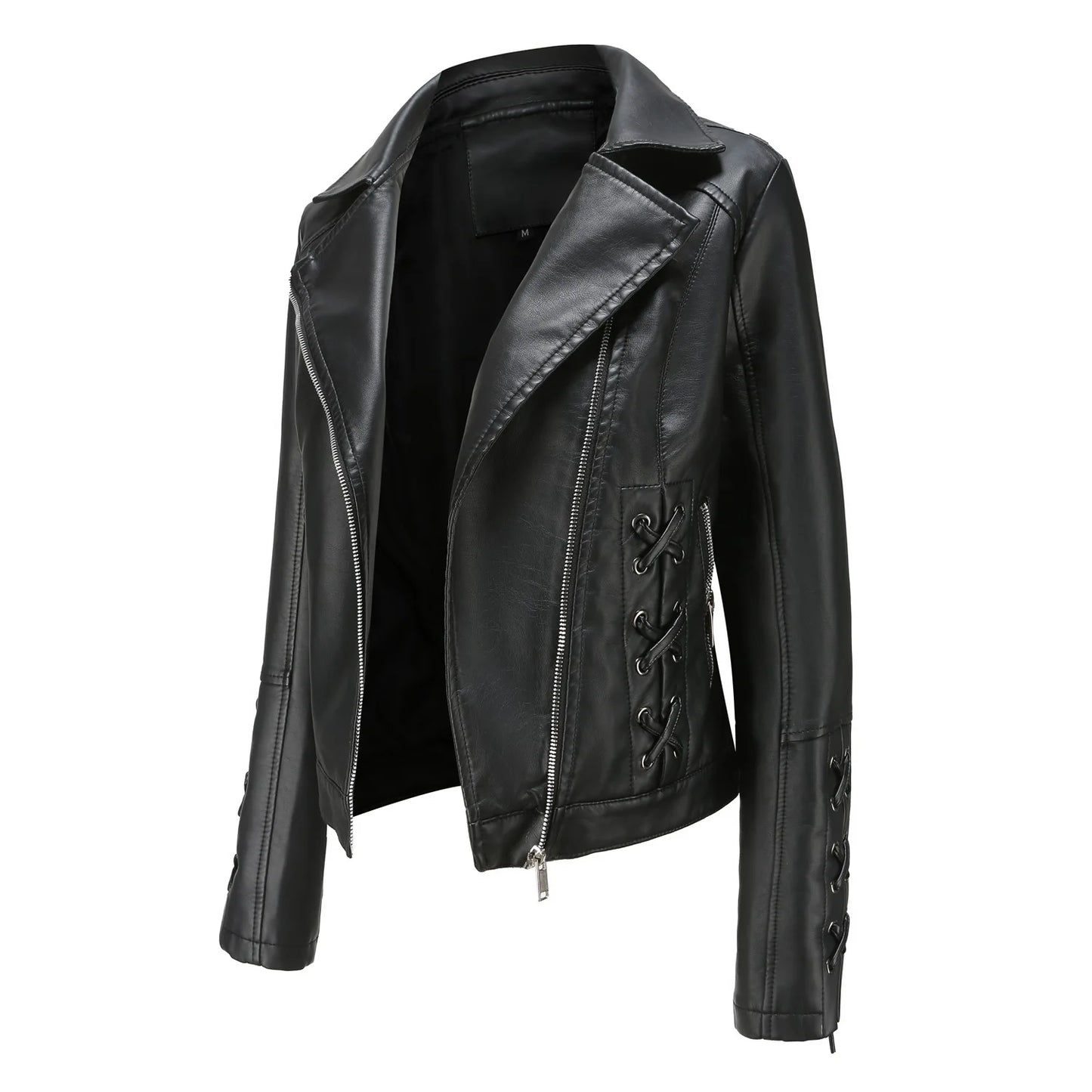 🍒Pu motorfietsbaadjie vroue-fauxleerjas herfs- en wintermode langmou crop-bo-klere vir vroue Kry Hierdie Moto Speedy