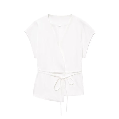 🍒Trouser suits for women sleeveless v-neck top with belt and straight pants wide leg sets spring summer clothing smart casual clothes party occasion wear two piece Two Piece Ease