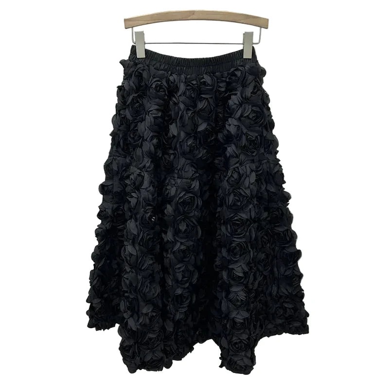 🍒3D blomme romp veelsydige blom middelkuif a-lyn mode drag vir vroue hoë middellyf groot swaai vroulike uitrusting geleentheidsdrag partytjiedrag sjiek blomme hoë middellyf a-lyn soet effekleurige klere Pluk Hierdie Roos En Sit Dit In Jou Mandjie