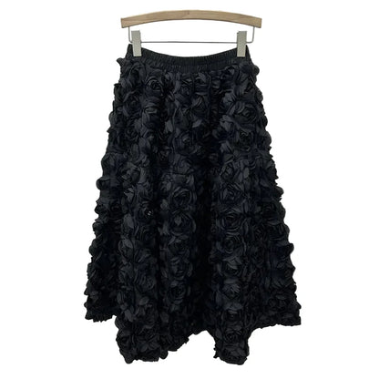 🍒3D blomme romp veelsydige blom middelkuif a-lyn mode drag vir vroue hoë middellyf groot swaai vroulike uitrusting geleentheidsdrag partytjiedrag sjiek blomme hoë middellyf a-lyn soet effekleurige klere Pluk Hierdie Roos En Sit Dit In Jou Mandjie