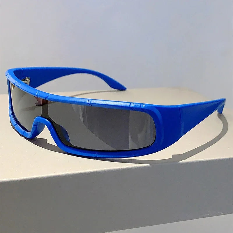 🍒Monoblock sunglasses men stylish punk futuristic outdoor shades trendy wrapped ound UV400 protection eyewear trendy sunnies Cool Wraps
