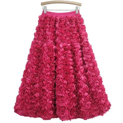 🍒3D blomme romp veelsydige blom middelkuif a-lyn mode drag vir vroue hoë middellyf groot swaai vroulike uitrusting geleentheidsdrag partytjiedrag sjiek blomme hoë middellyf a-lyn soet effekleurige klere Pluk Hierdie Roos En Sit Dit In Jou Mandjie