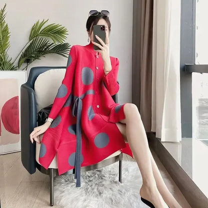 🍒Coat dress for wedding stylish long jacket single-breasted spring autumn spotty outfit chic designer outerwear ladies coat designer outerwear for women